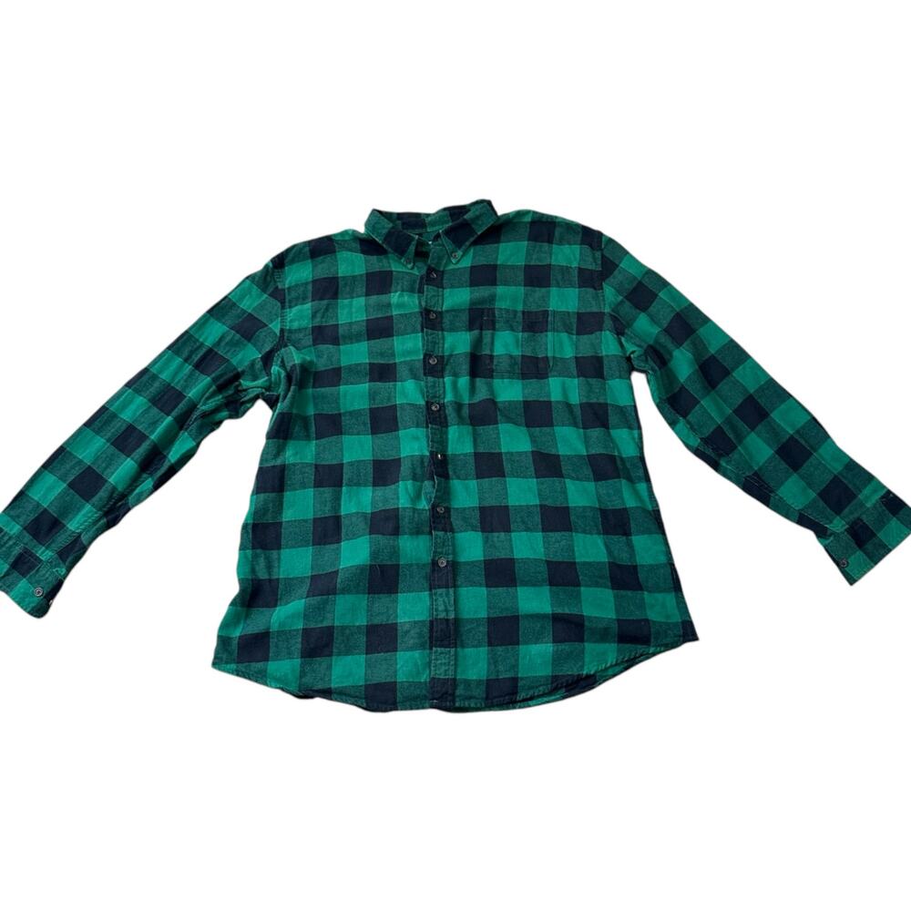 Croft & Barrow Men's XXL Green Flannel Button Up Shirt Cotton